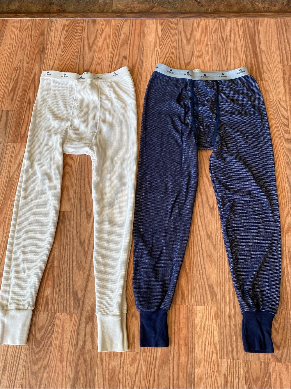 Men’s Indera Thermal Longjohns  - Medium White and Navy Base Layer